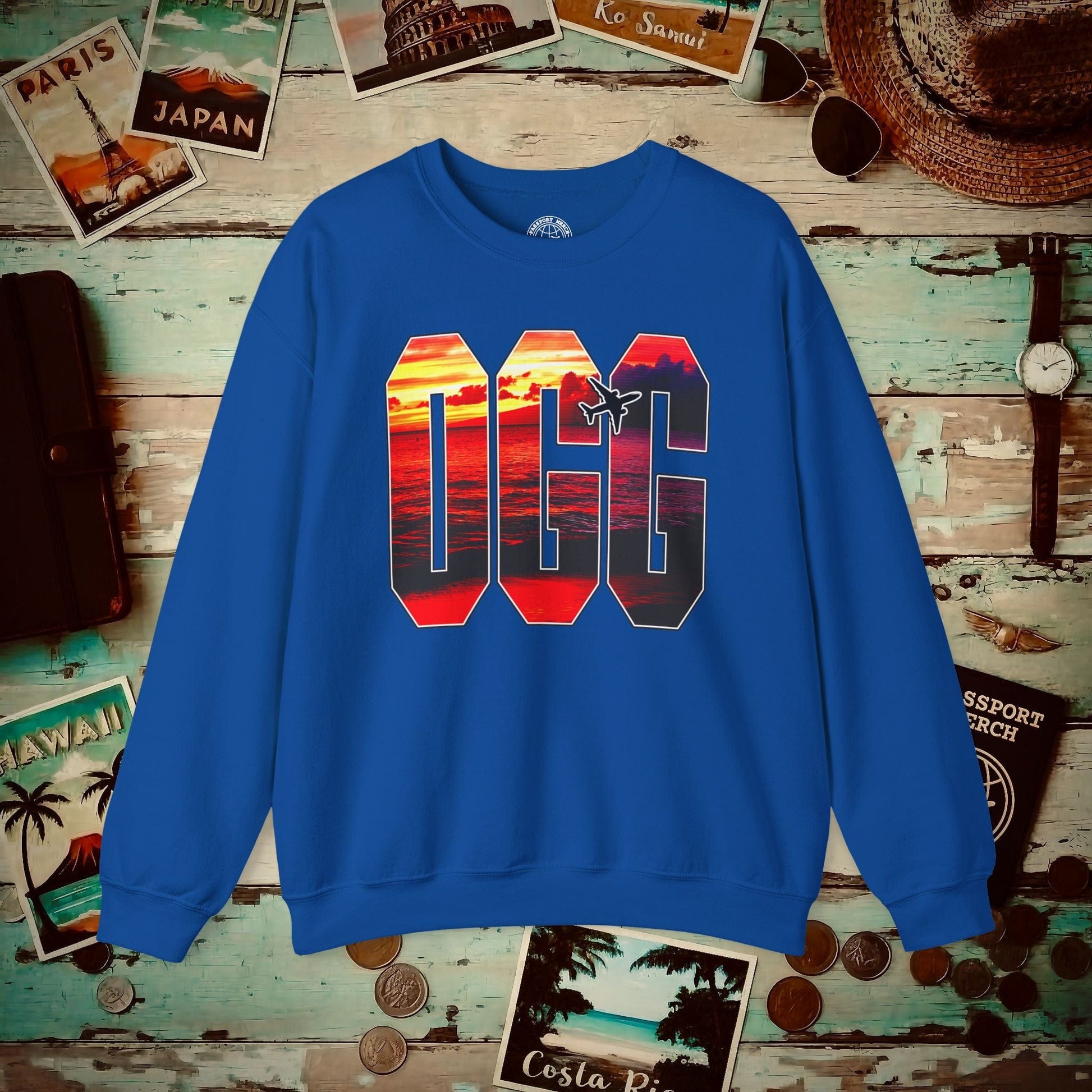 Airport Window Kahului Maui Hawaii OGG Crewneck Royal / S