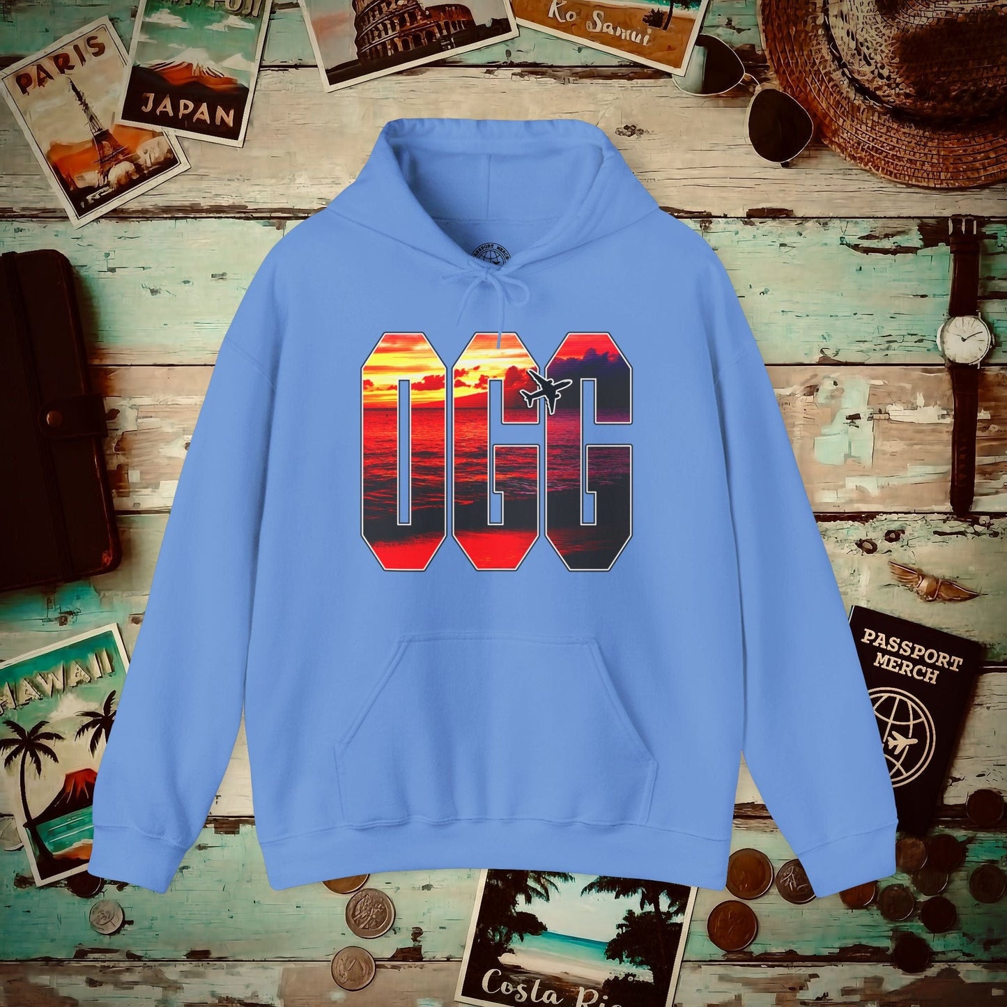 Airport Window Kahului Maui Hawaii OGG Hoodie Carolina Blue / S