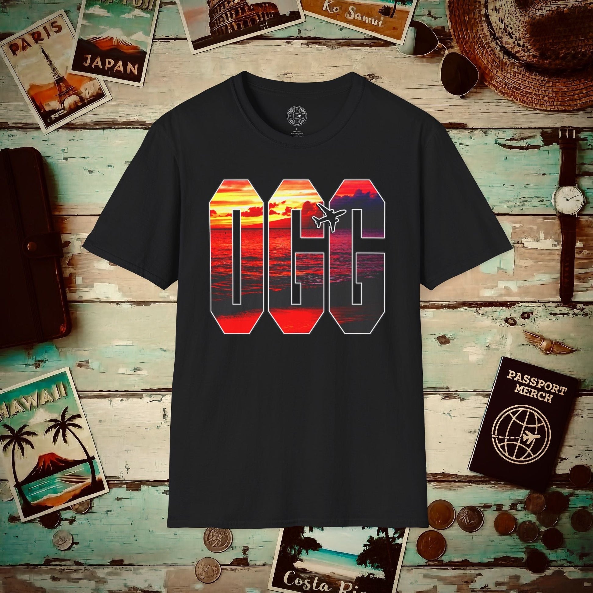 Airport Window Kahului Maui Hawaii OGG T-Shirt Black / S