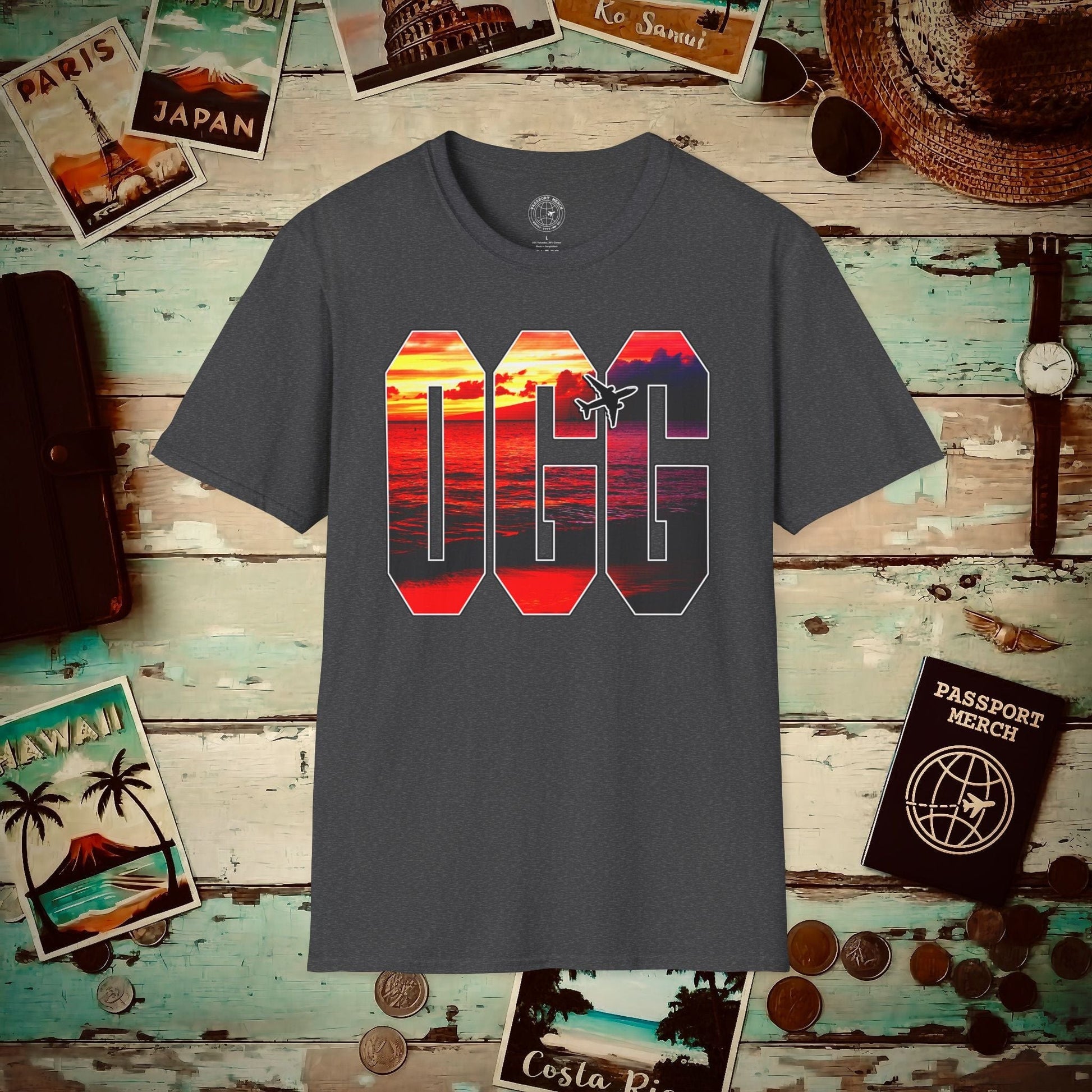 Airport Window Kahului Maui Hawaii OGG T-Shirt Dark Heather / S