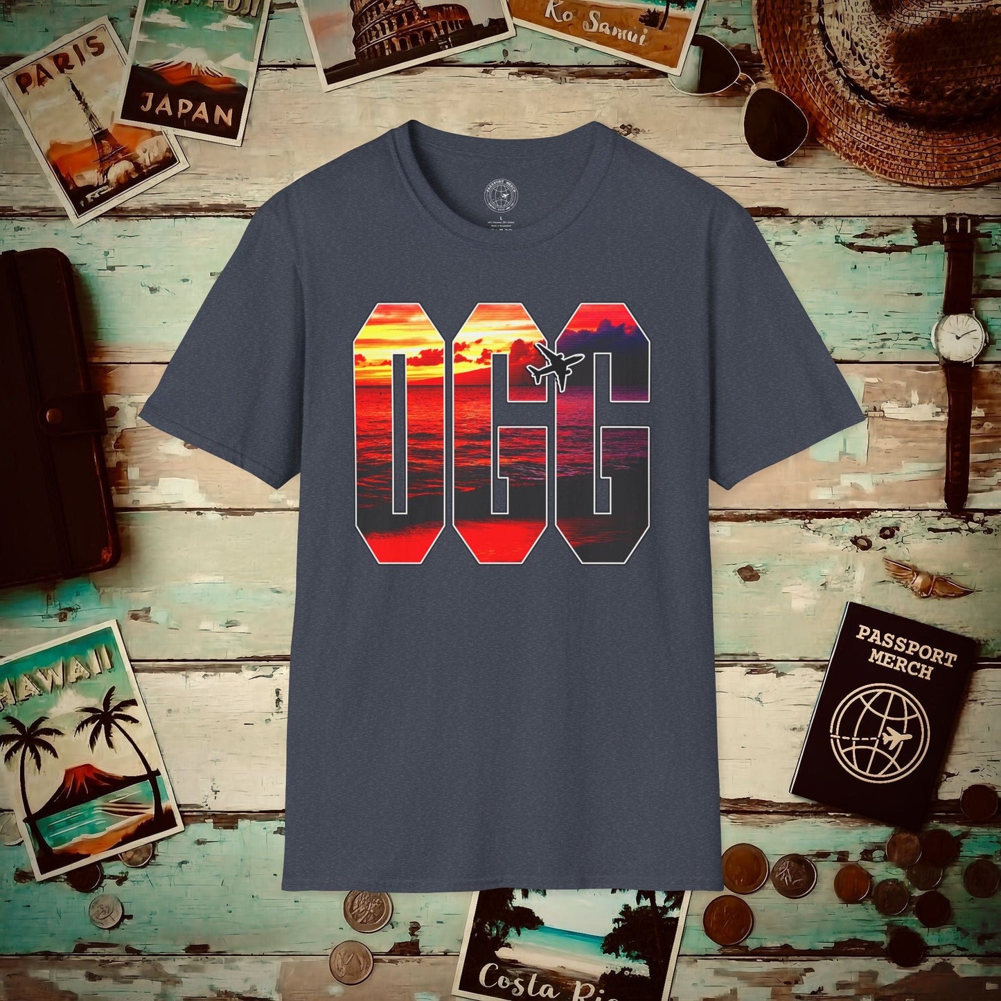 Airport Window Kahului Maui Hawaii OGG T-Shirt Heather Navy / S