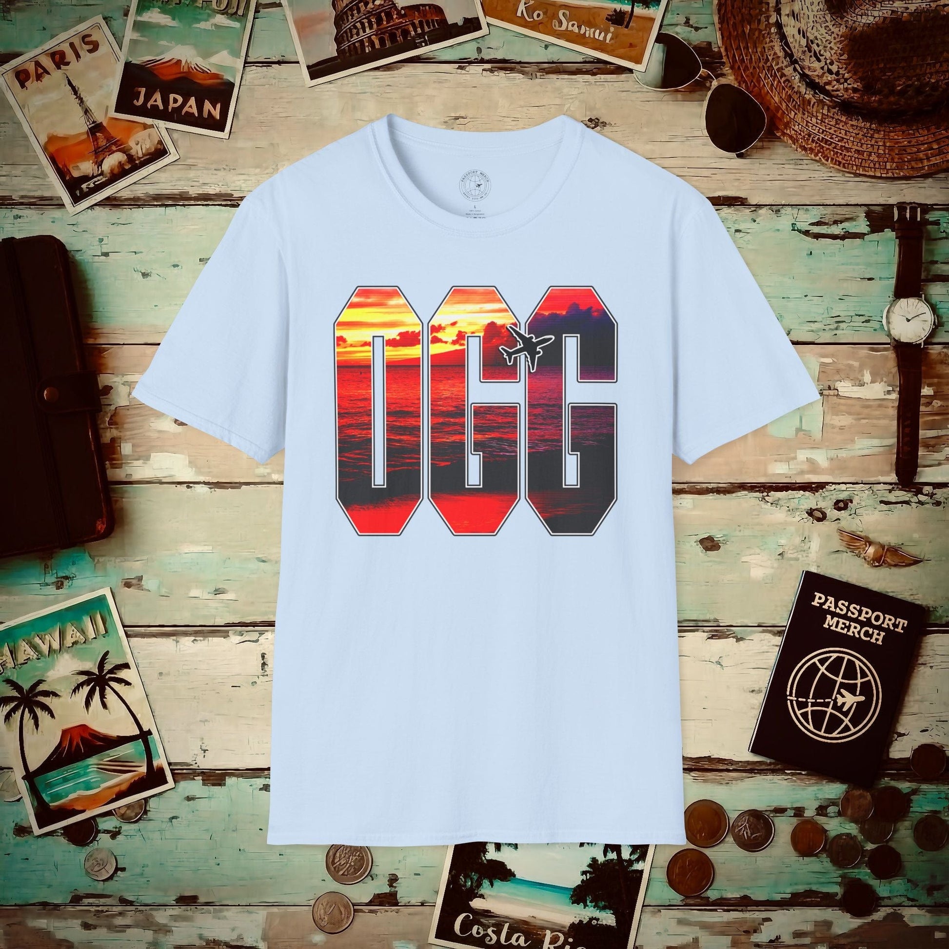 Airport Window Kahului Maui Hawaii OGG T-Shirt Light Blue / S