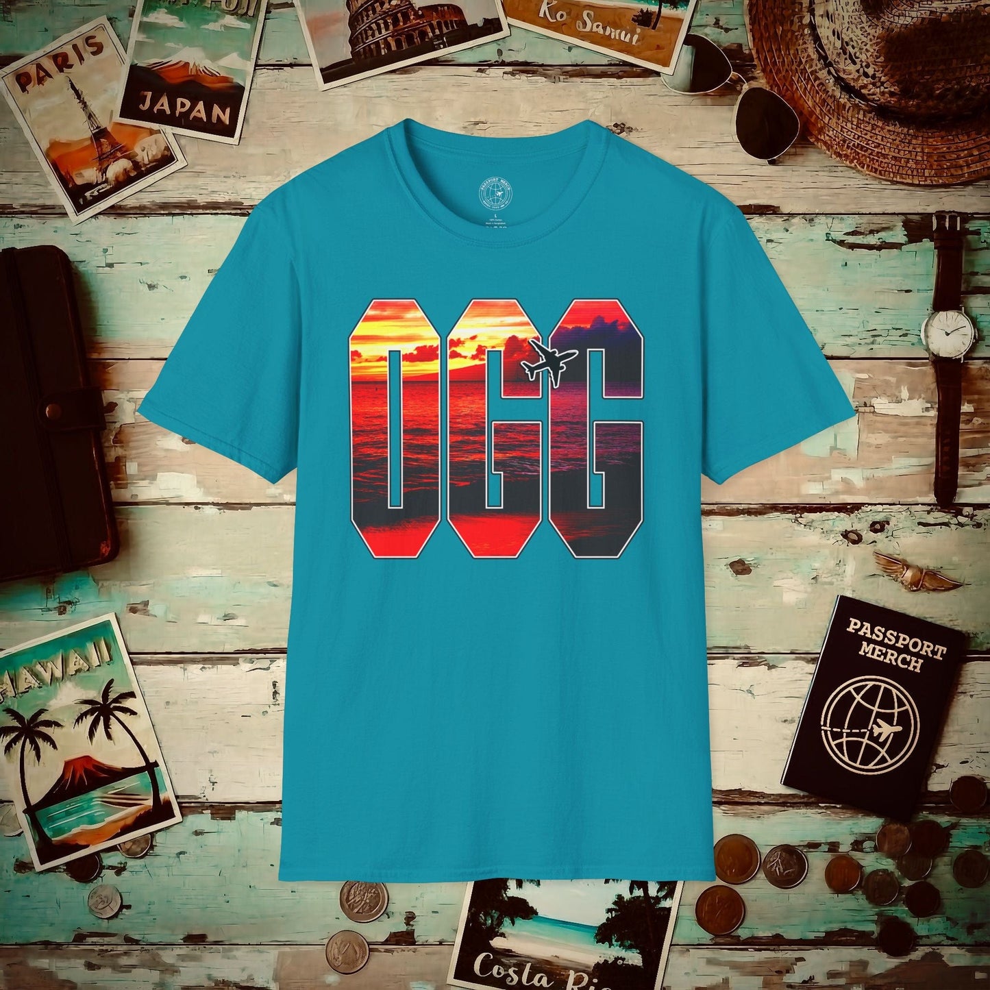 Airport Window Kahului Maui Hawaii OGG T-Shirt Tropical Blue / S