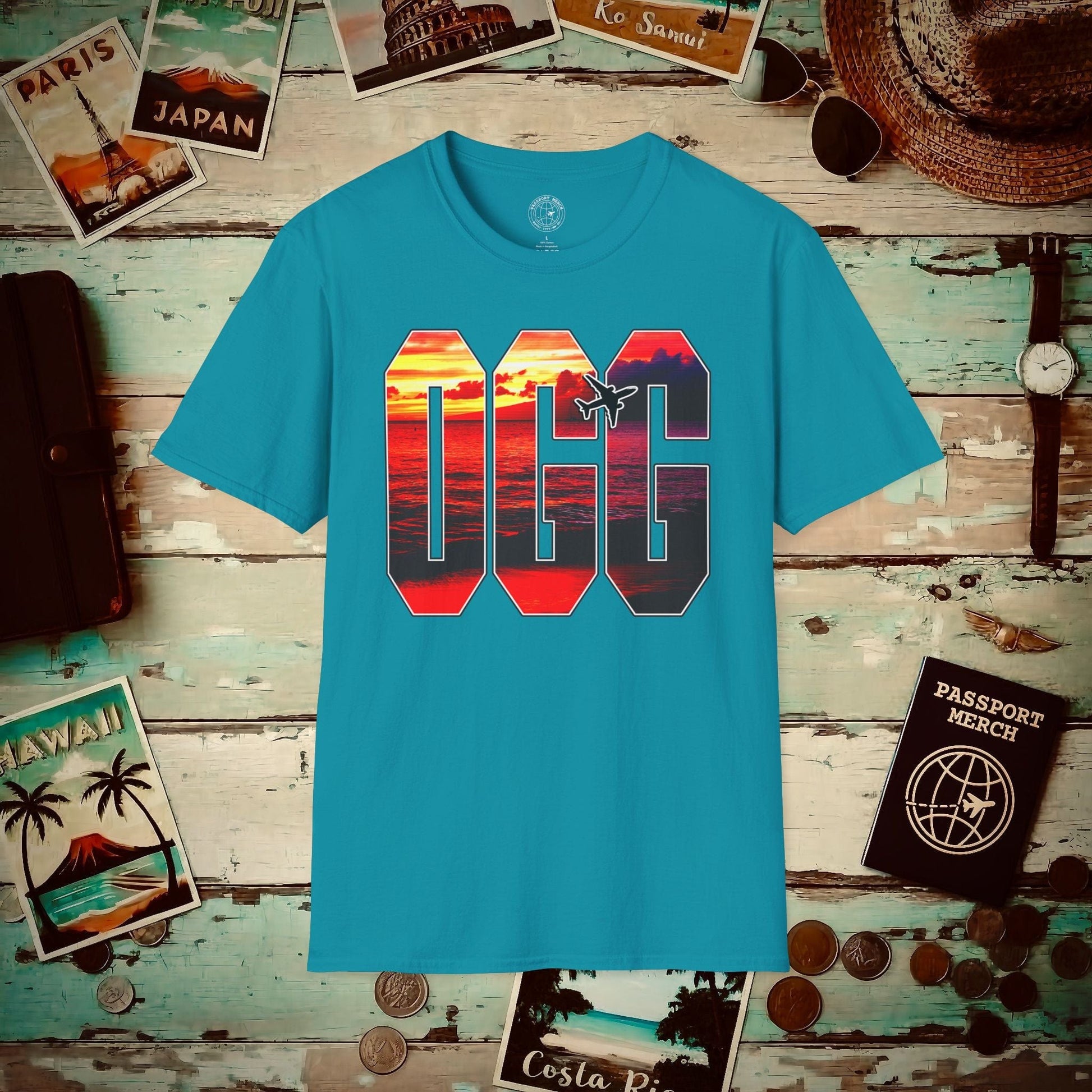 Airport Window Kahului Maui Hawaii OGG T-Shirt Tropical Blue / S