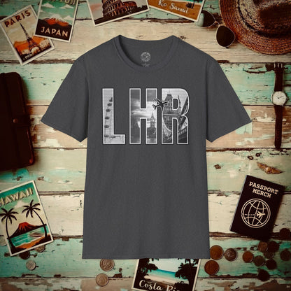 Airport Window London England UK LHR T-Shirt Dark Heather / S