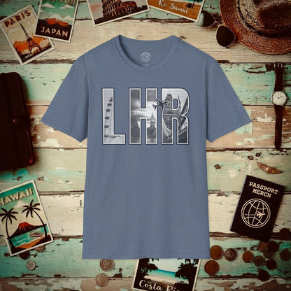 Airport Window London England UK LHR T-Shirt Heather Indigo / S