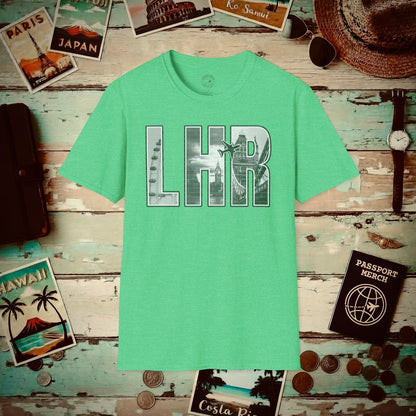 Airport Window London England UK LHR T-Shirt Heather Irish Green / S