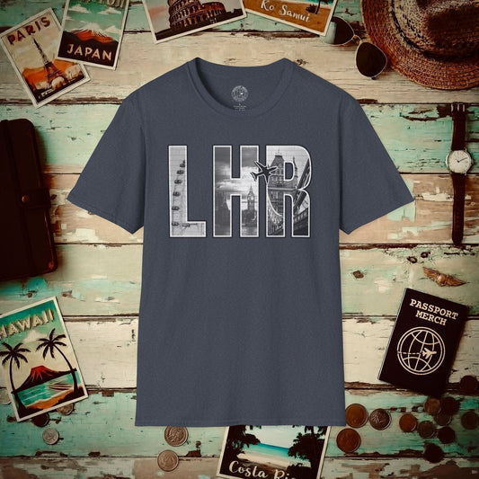 Airport Window London England UK LHR T-Shirt Heather Navy / S