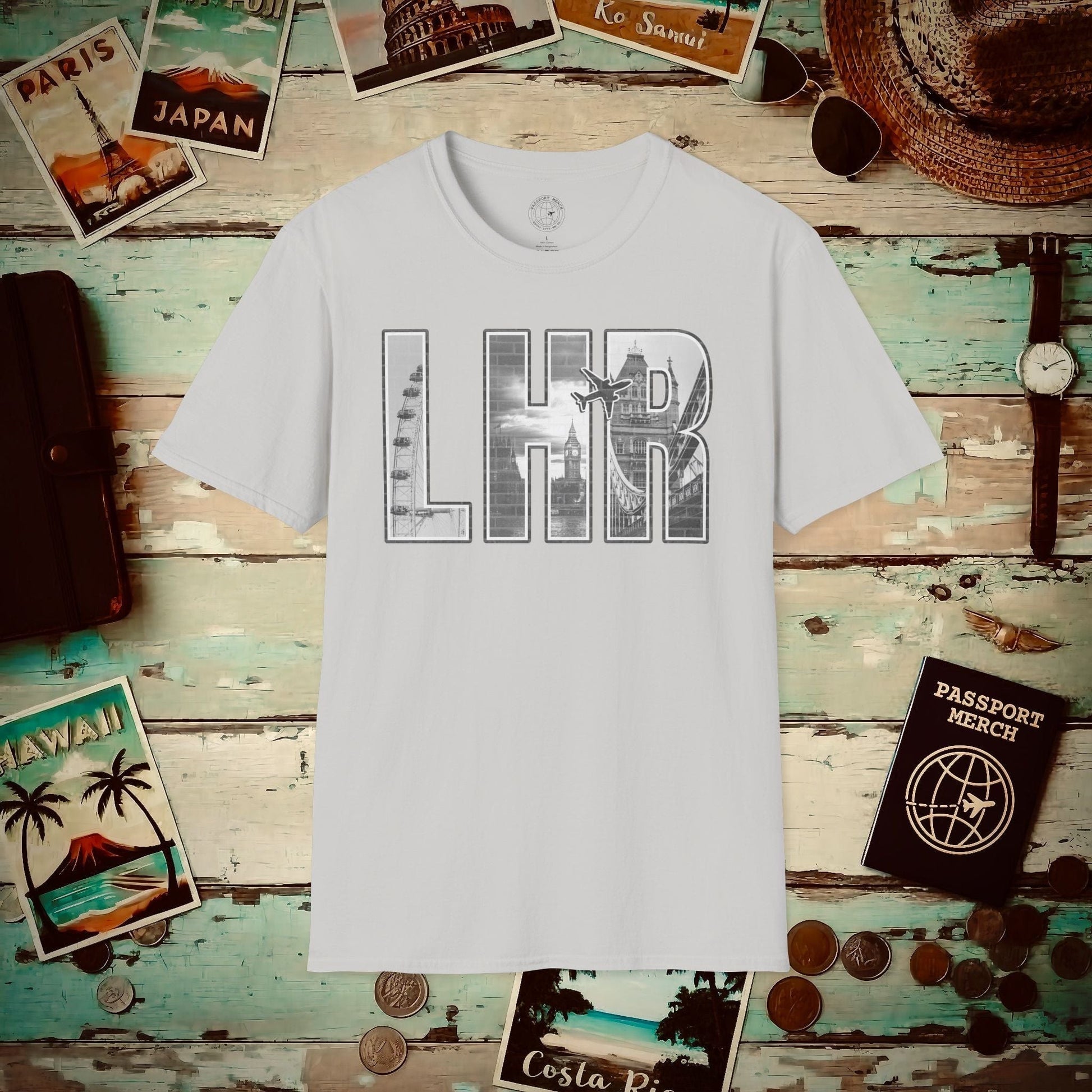 Airport Window London England UK LHR T-Shirt Ice Grey / S