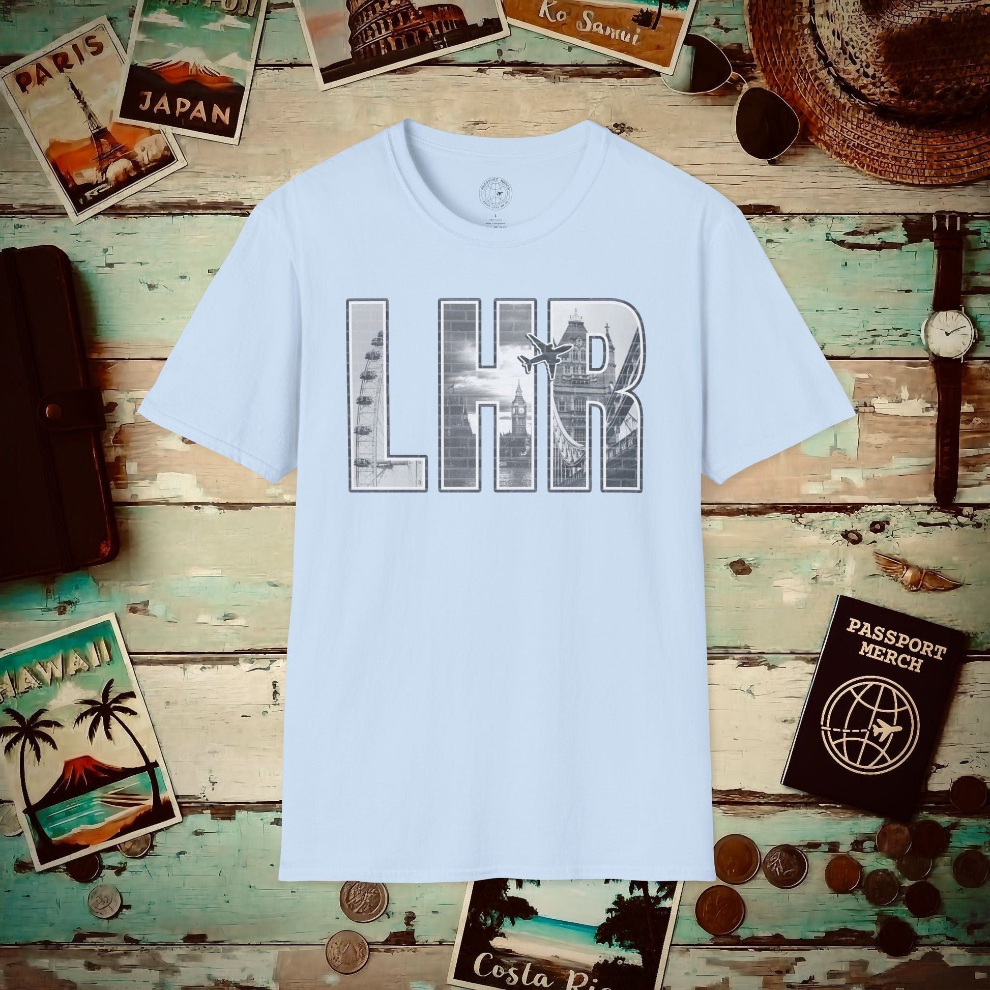 Airport Window London England UK LHR T-Shirt Light Blue / S