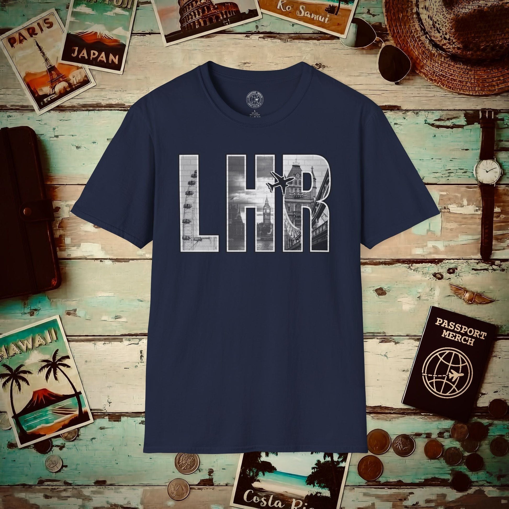 Airport Window London England UK LHR T-Shirt Navy / S