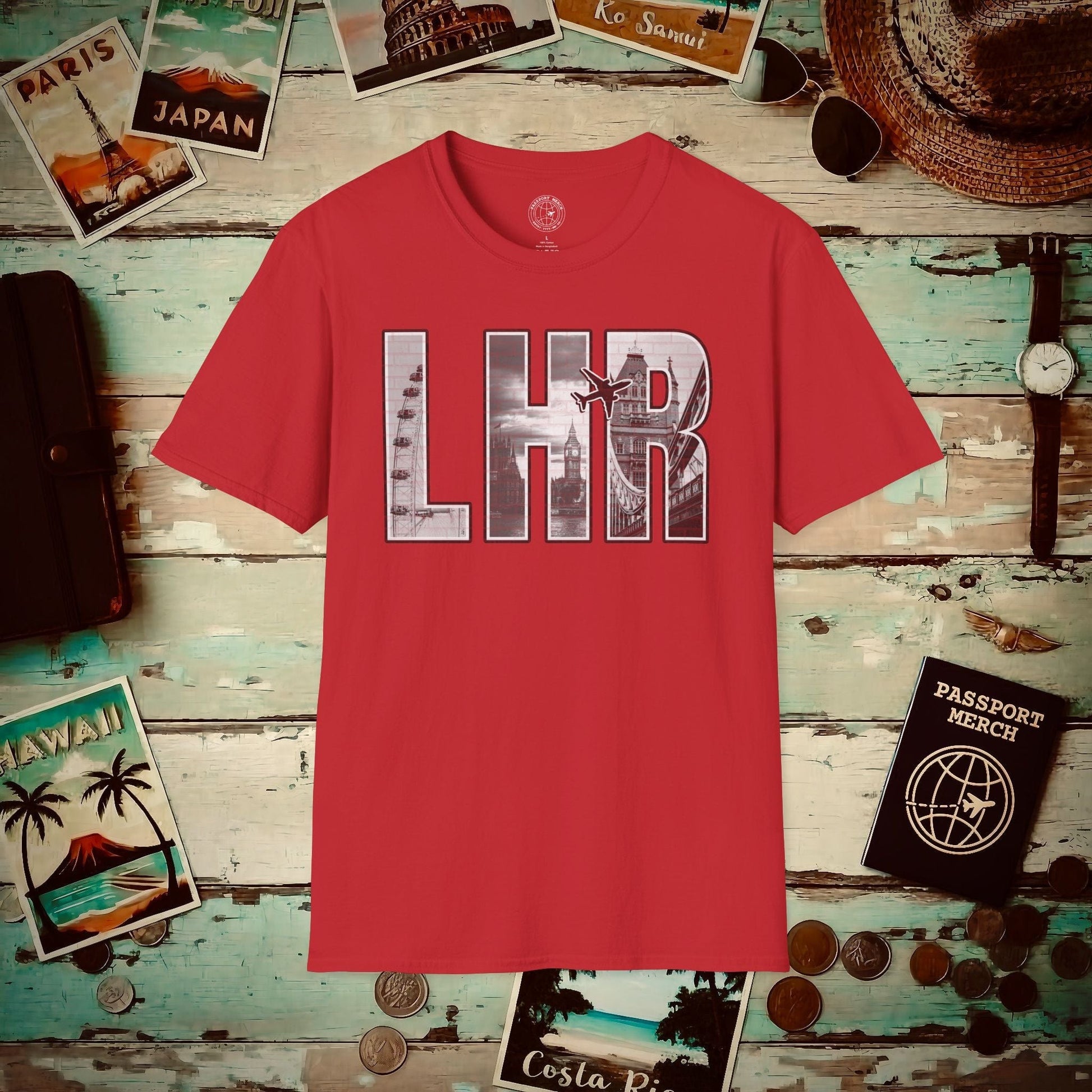 Airport Window London England UK LHR T-Shirt Red / S