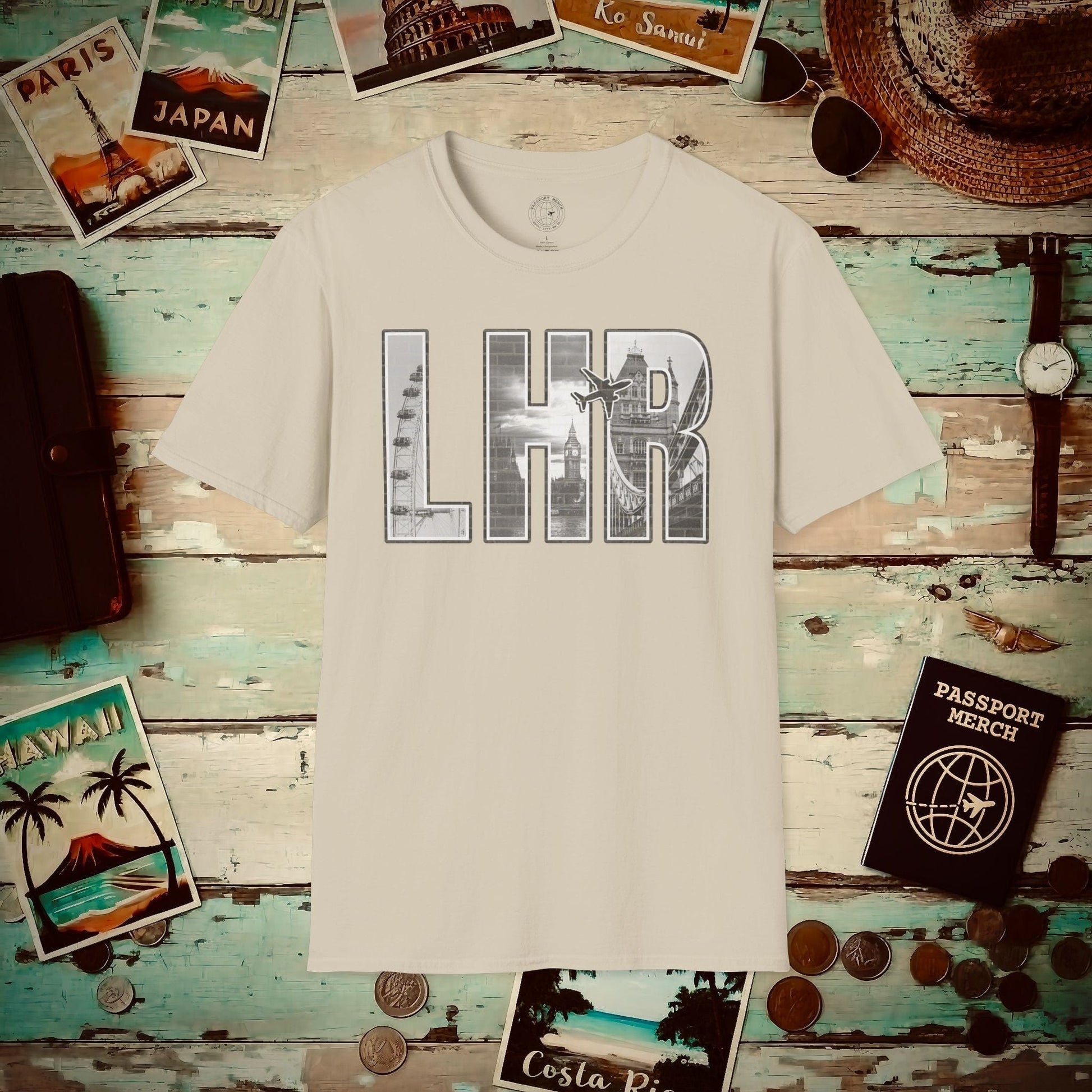 Airport Window London England UK LHR T-Shirt Sand / S