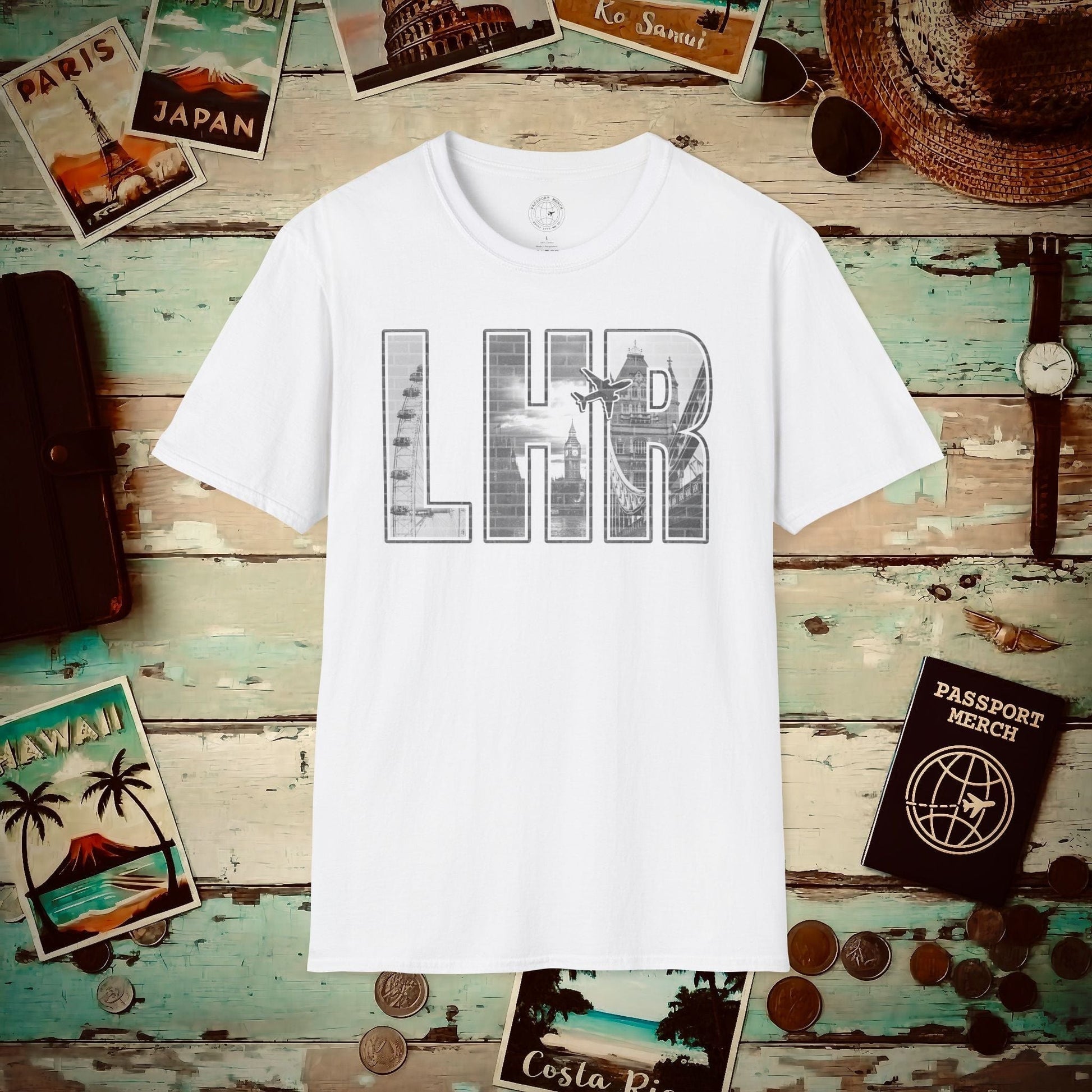 Airport Window London England UK LHR T-Shirt White / S