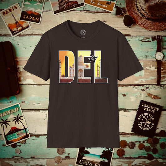 Airport Window New Delhi India DEL T-Shirt Dark Chocolate / S