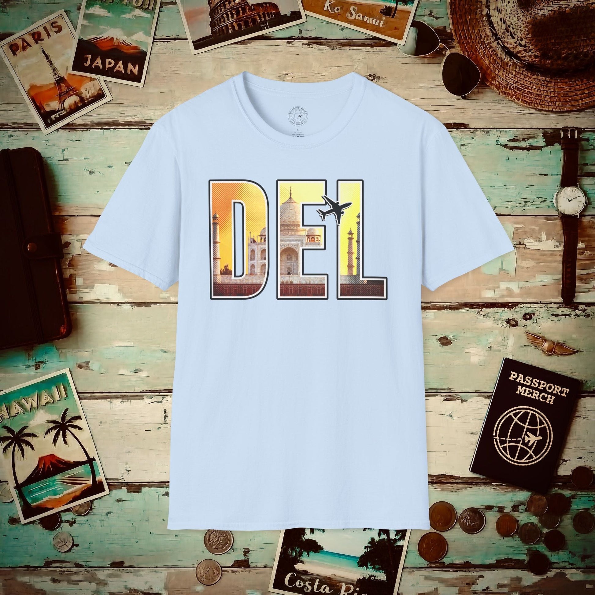 Airport Window New Delhi India DEL T-Shirt Light Blue / S