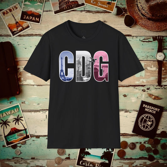 Airport Window Paris France CDG T-Shirt Black / S