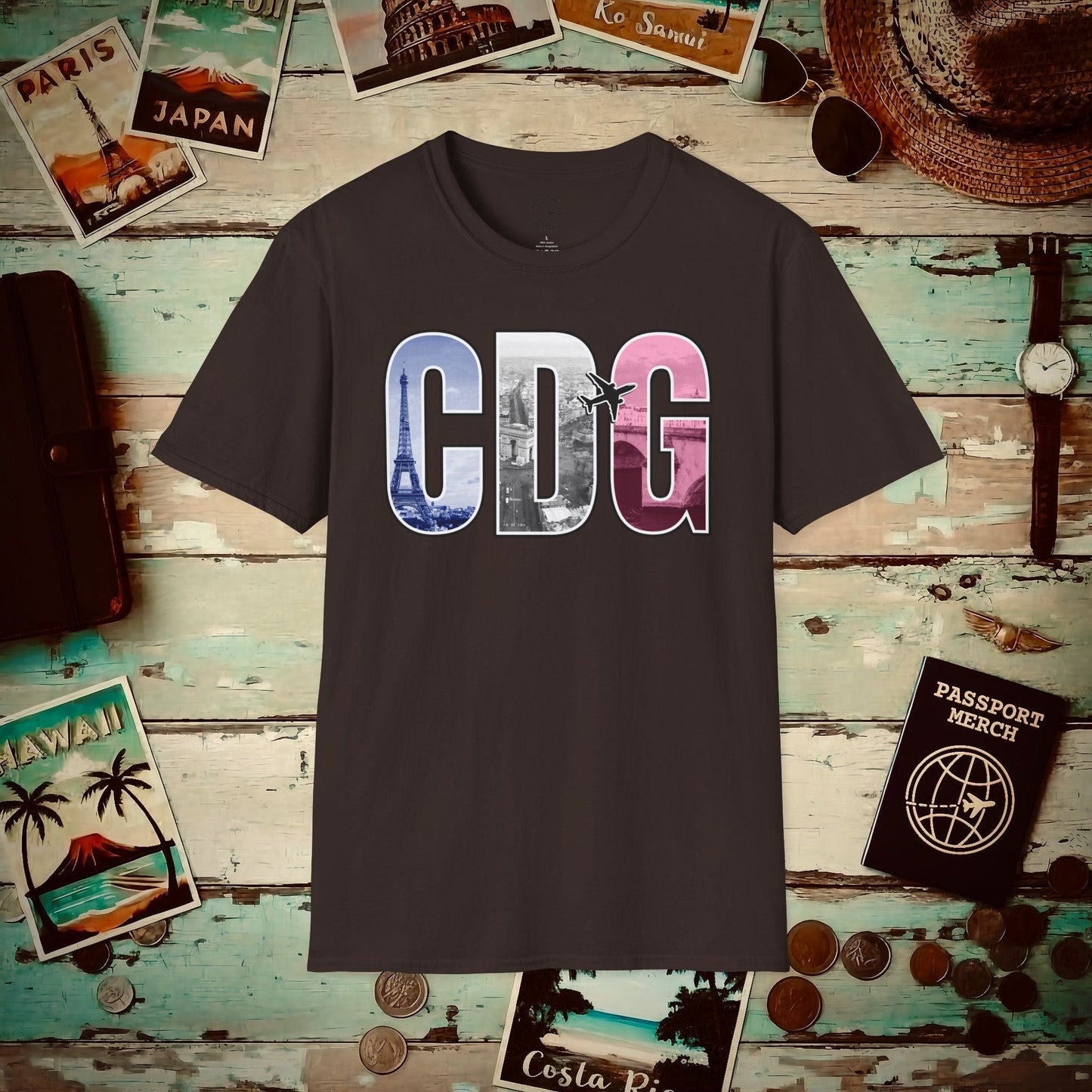 Airport Window Paris France CDG T-Shirt Dark Chocolate / S