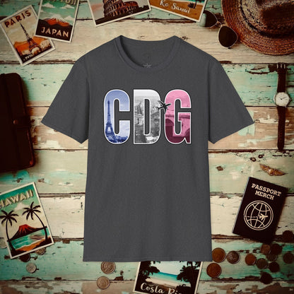 Airport Window Paris France CDG T-Shirt Dark Heather / S