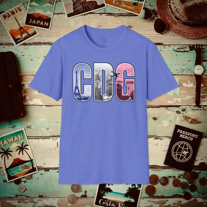 Airport Window Paris France CDG T-Shirt Heather Royal / S