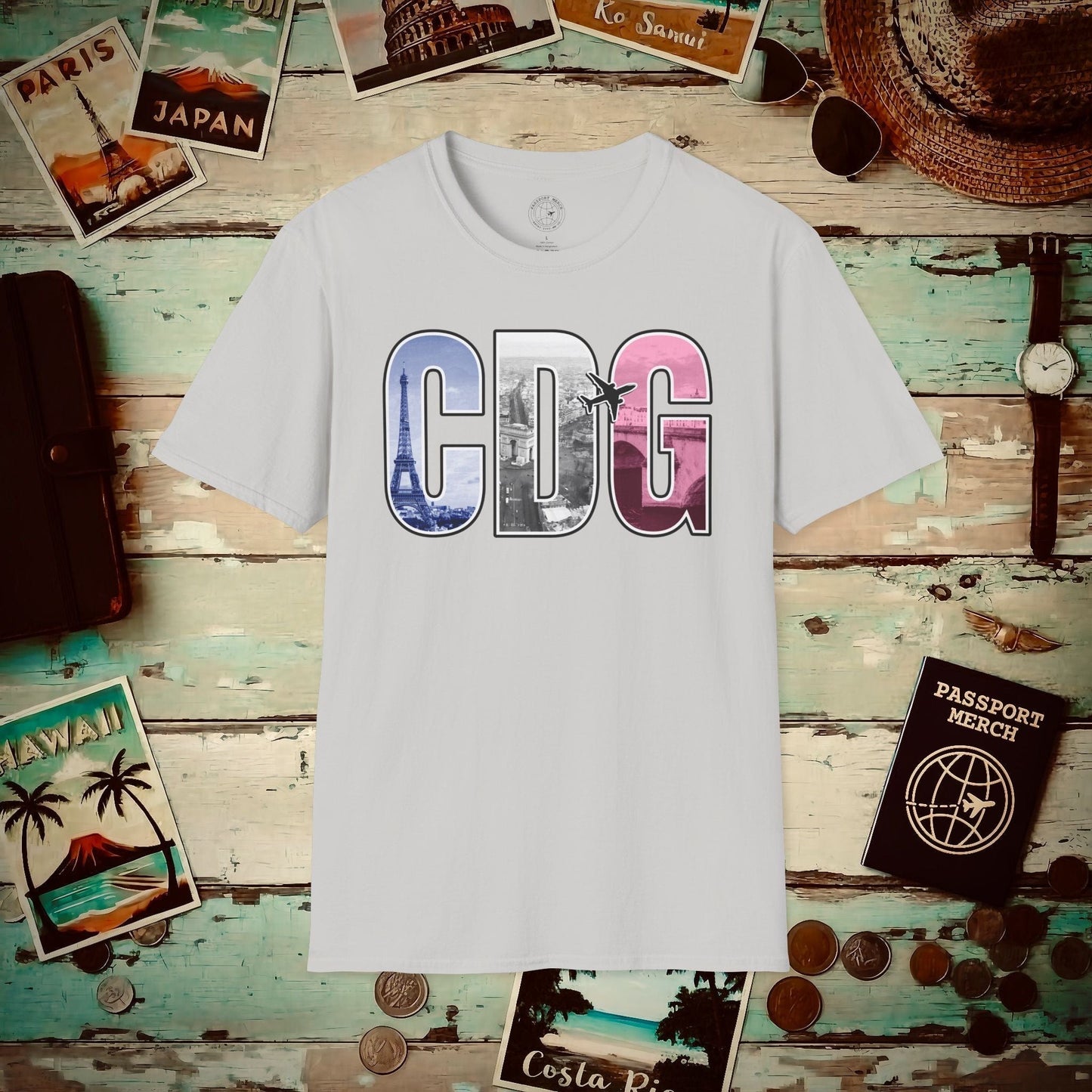 Airport Window Paris France CDG T-Shirt Ice Grey / S