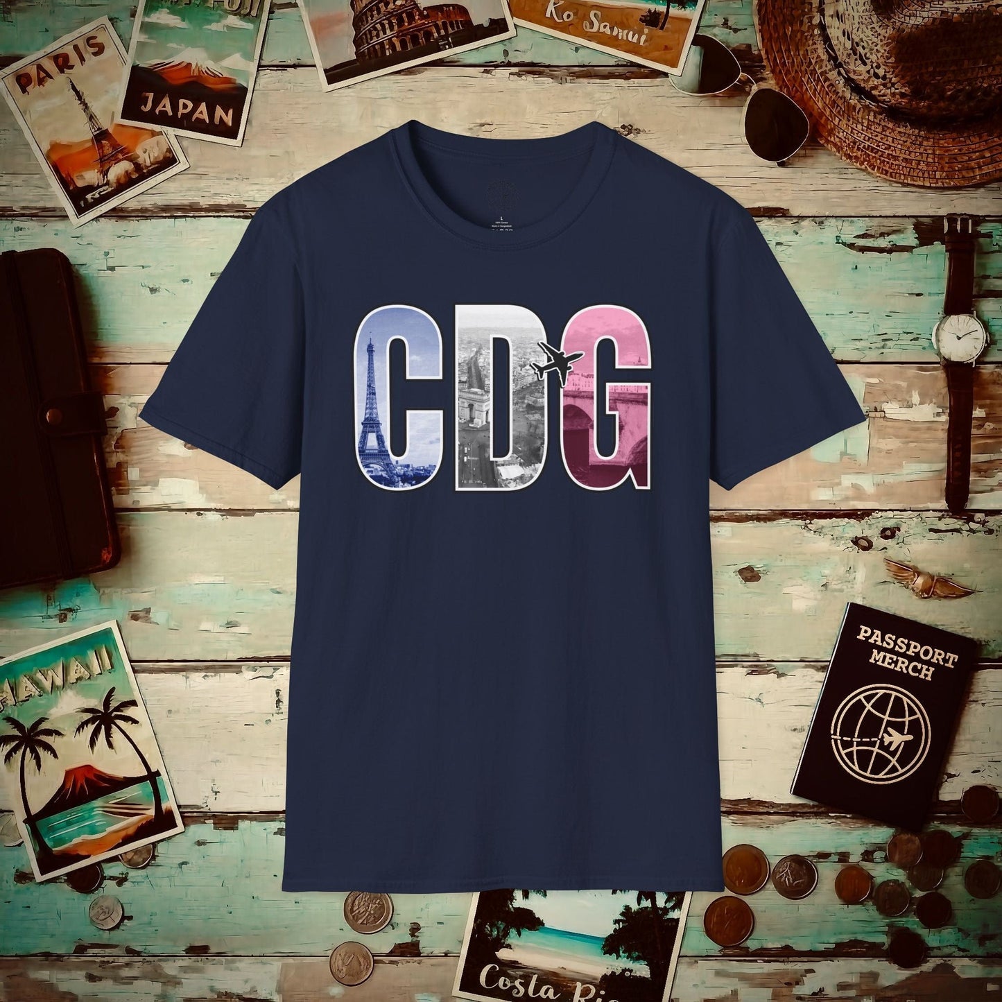 Airport Window Paris France CDG T-Shirt Navy / S