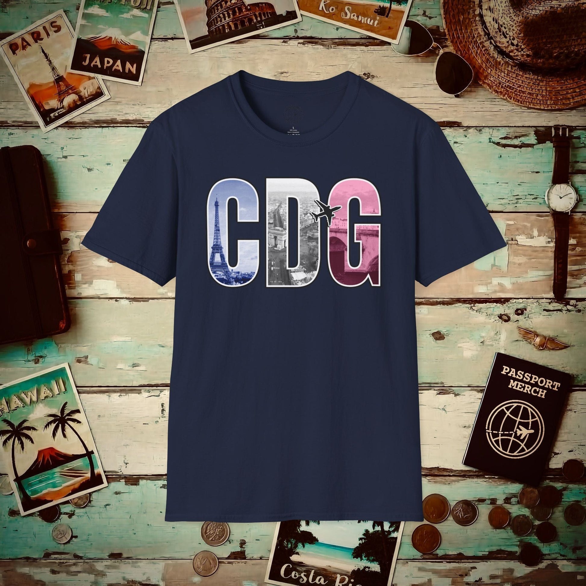 Airport Window Paris France CDG T-Shirt Navy / S