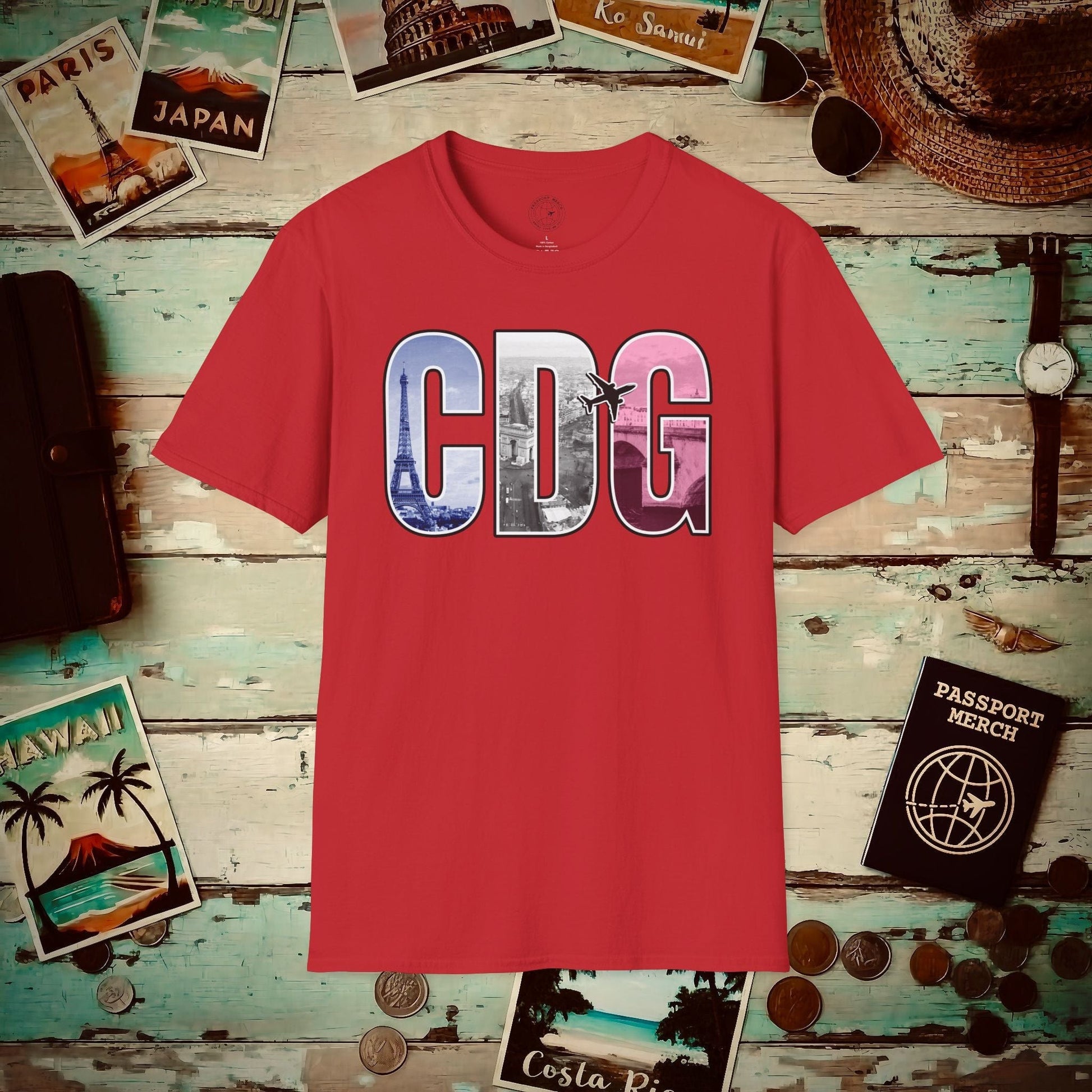 Airport Window Paris France CDG T-Shirt Red / S