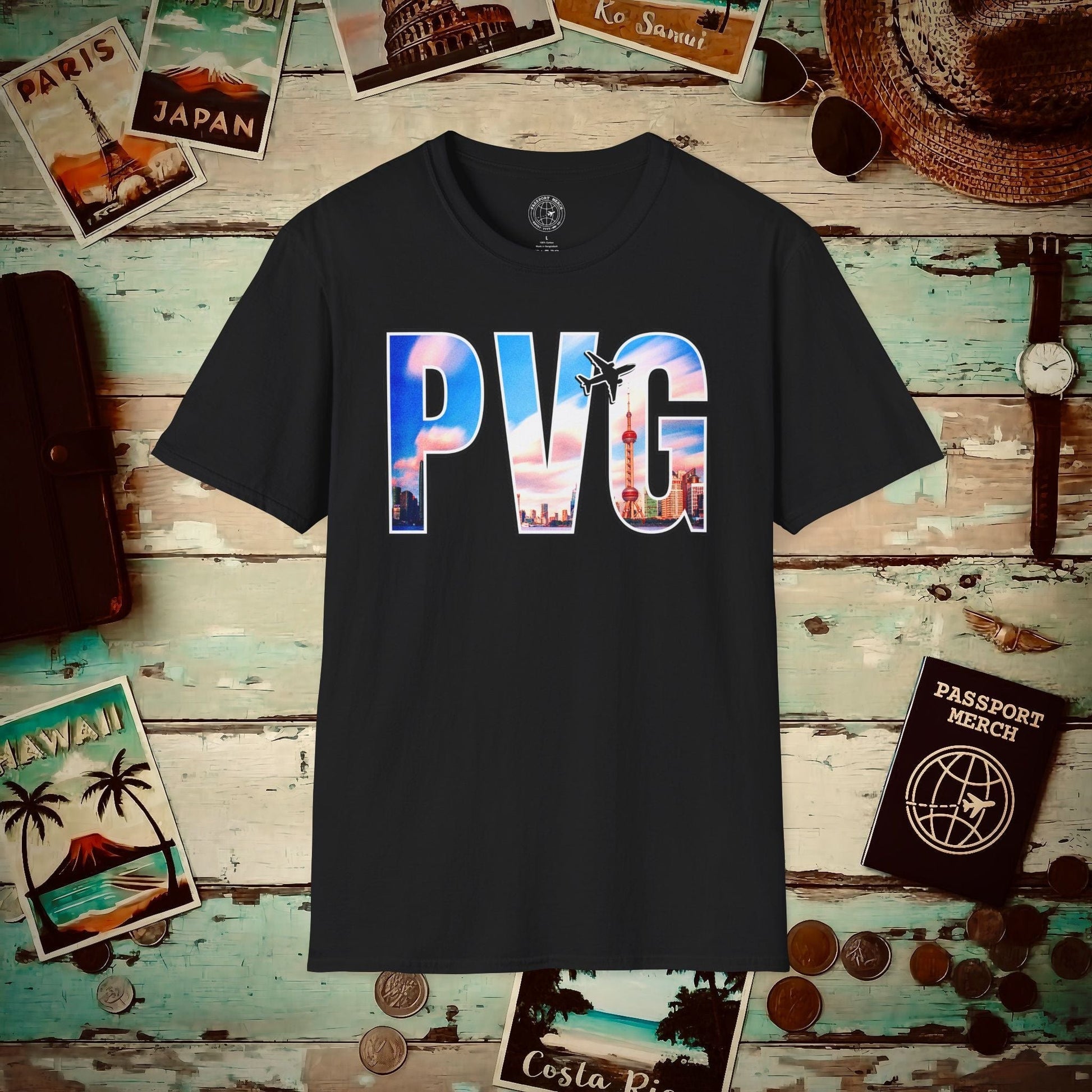 Airport Window Shanghai China PVG T-Shirt Black / S