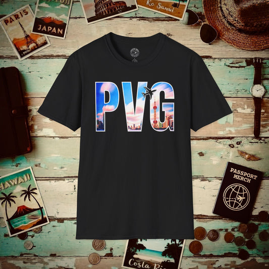 Airport Window Shanghai China PVG T-Shirt Black / S