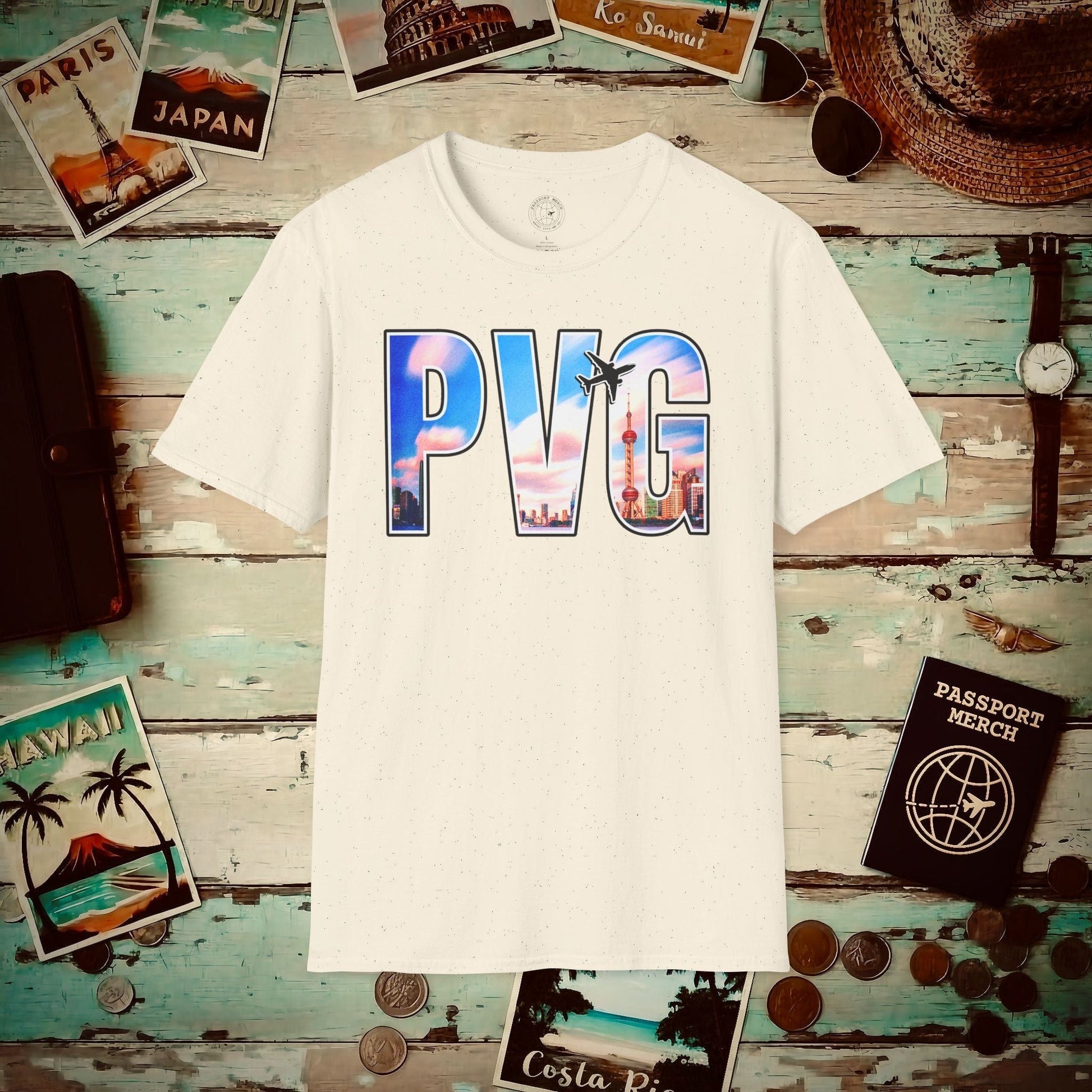 Airport Window Shanghai China PVG T-Shirt Natural / S