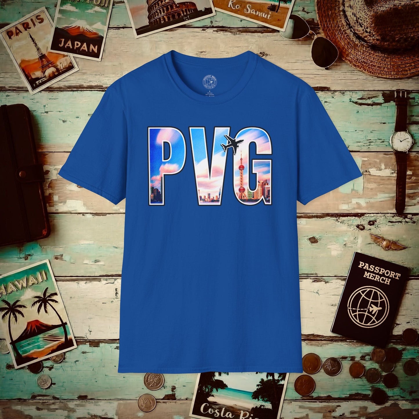 Airport Window Shanghai China PVG T-Shirt Royal / S