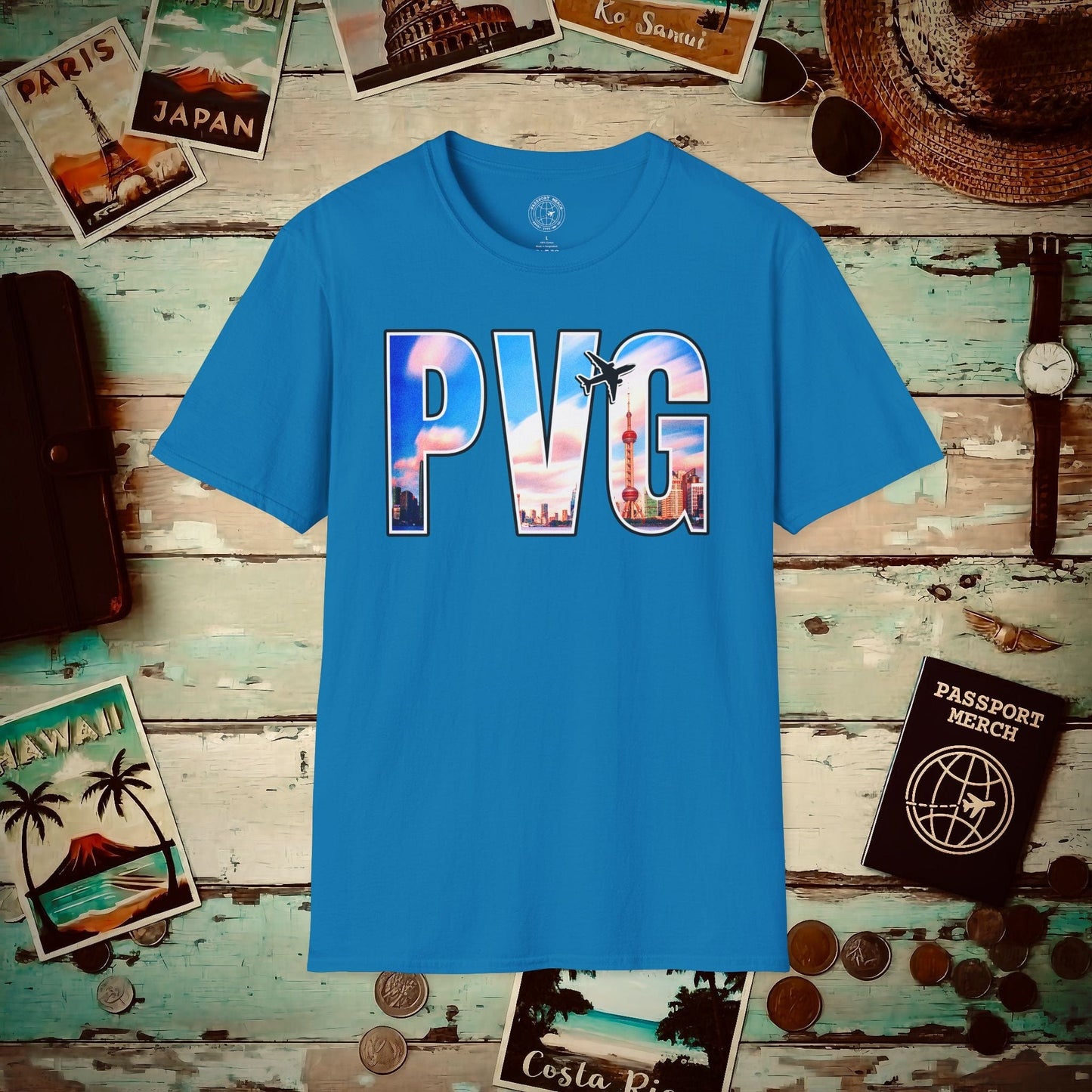 Airport Window Shanghai China PVG T-Shirt Sapphire / S