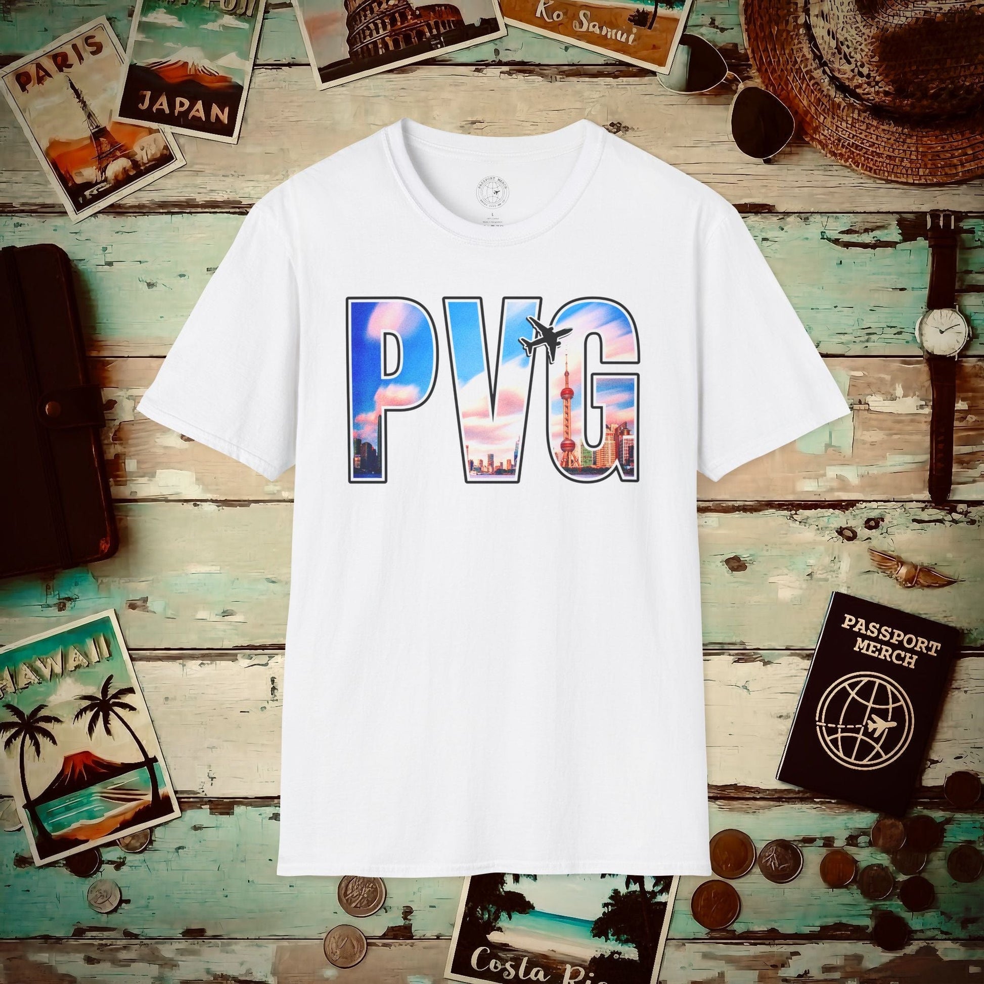 Airport Window Shanghai China PVG T-Shirt White / S