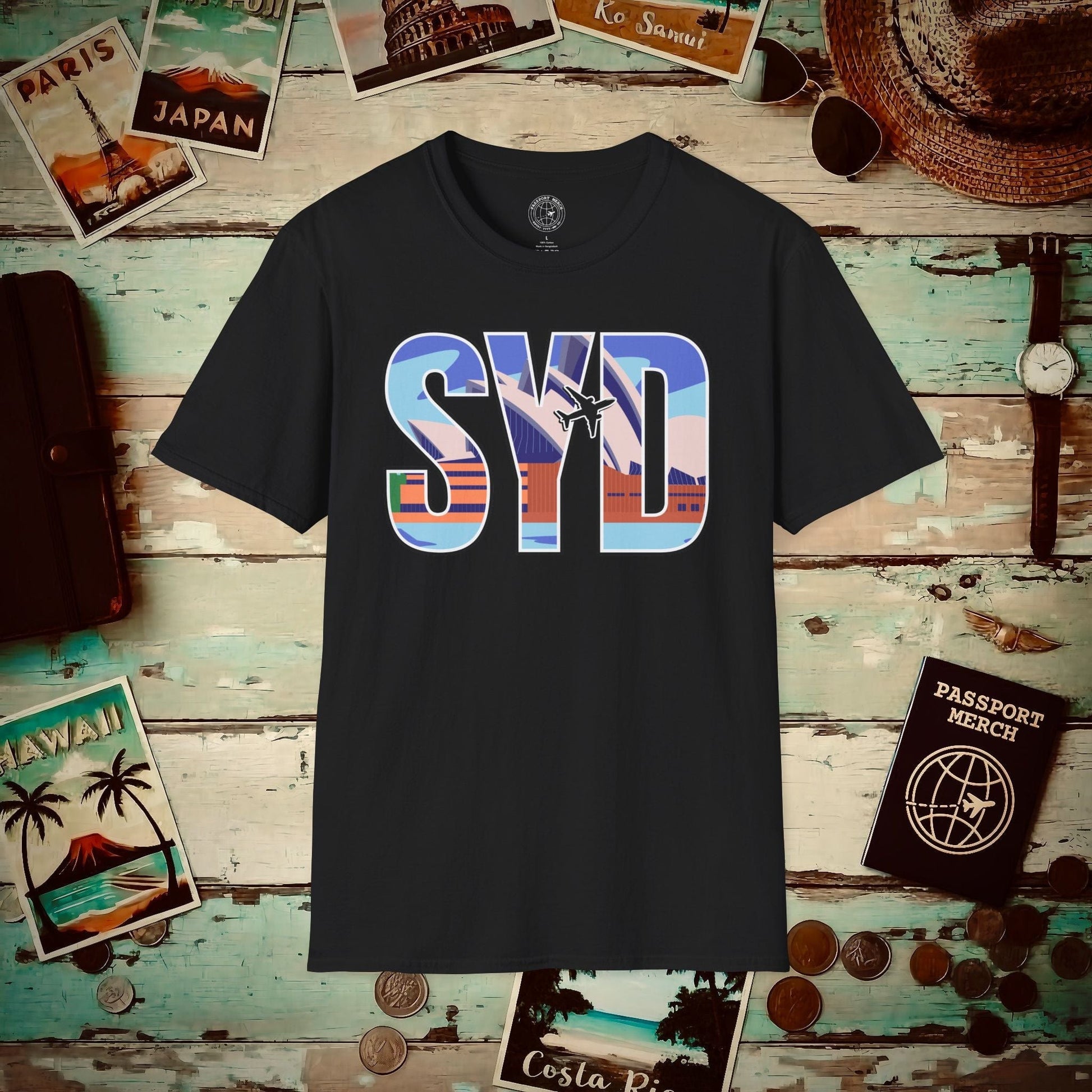 Airport Window Sydney Australia SYD T-Shirt Black / S