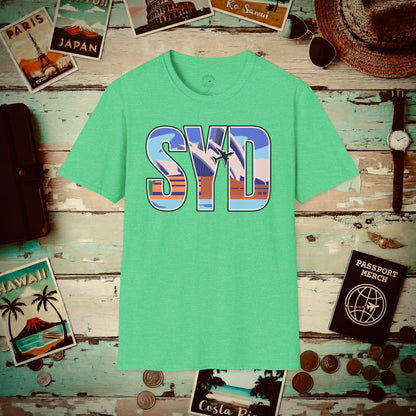 Airport Window Sydney Australia SYD T-Shirt Heather Irish Green / S