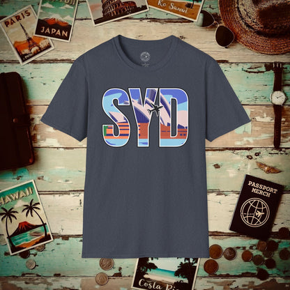 Airport Window Sydney Australia SYD T-Shirt Heather Navy / S
