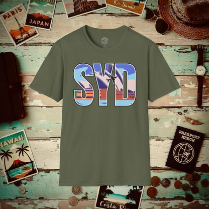 Airport Window Sydney Australia SYD T-Shirt Military Green / S