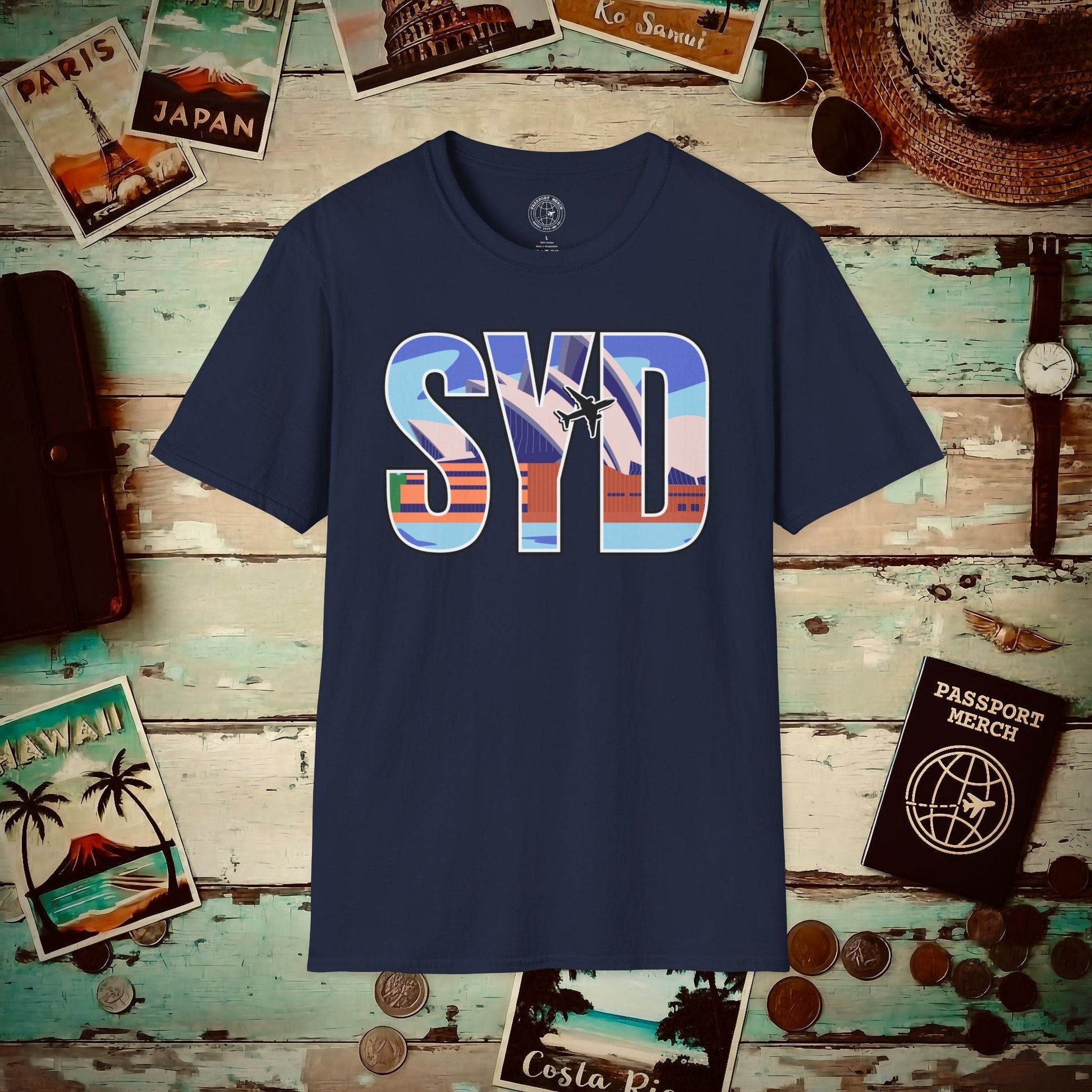 Airport Window Sydney Australia SYD T-Shirt Navy / S