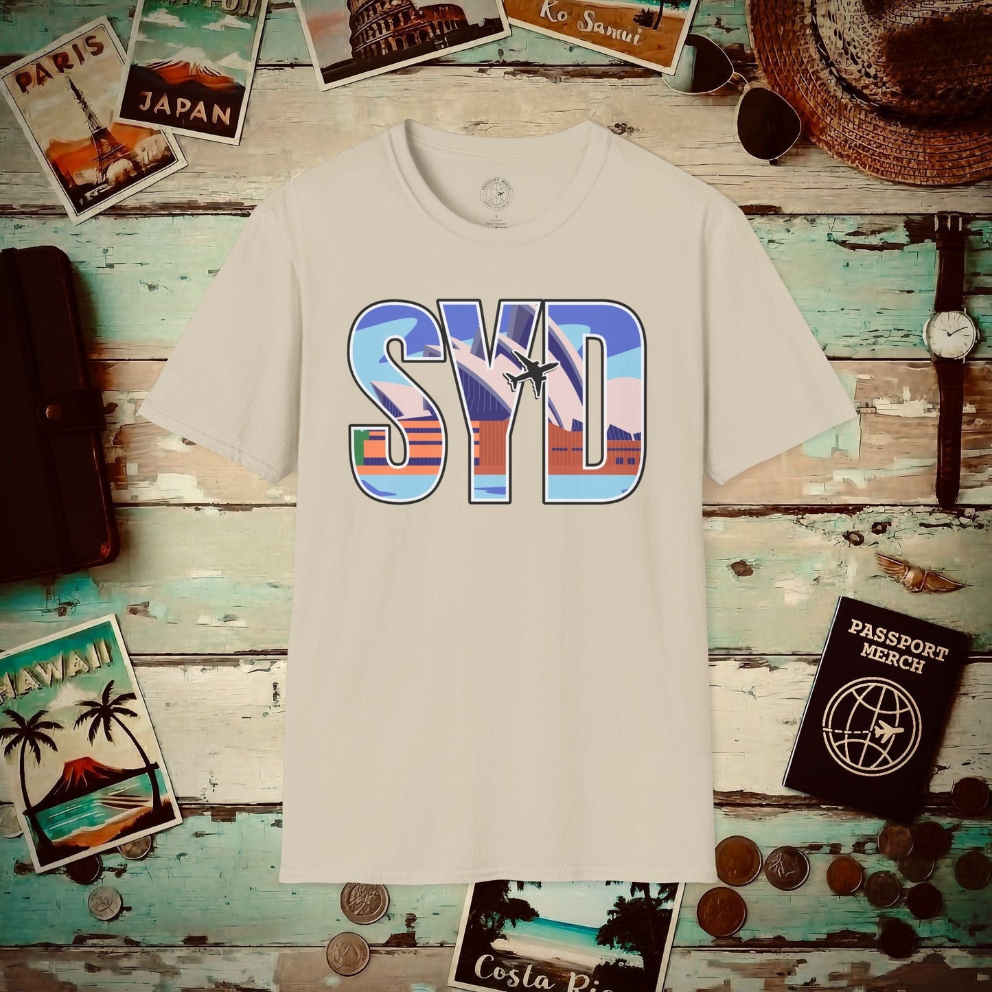 Airport Window Sydney Australia SYD T-Shirt Sand / S