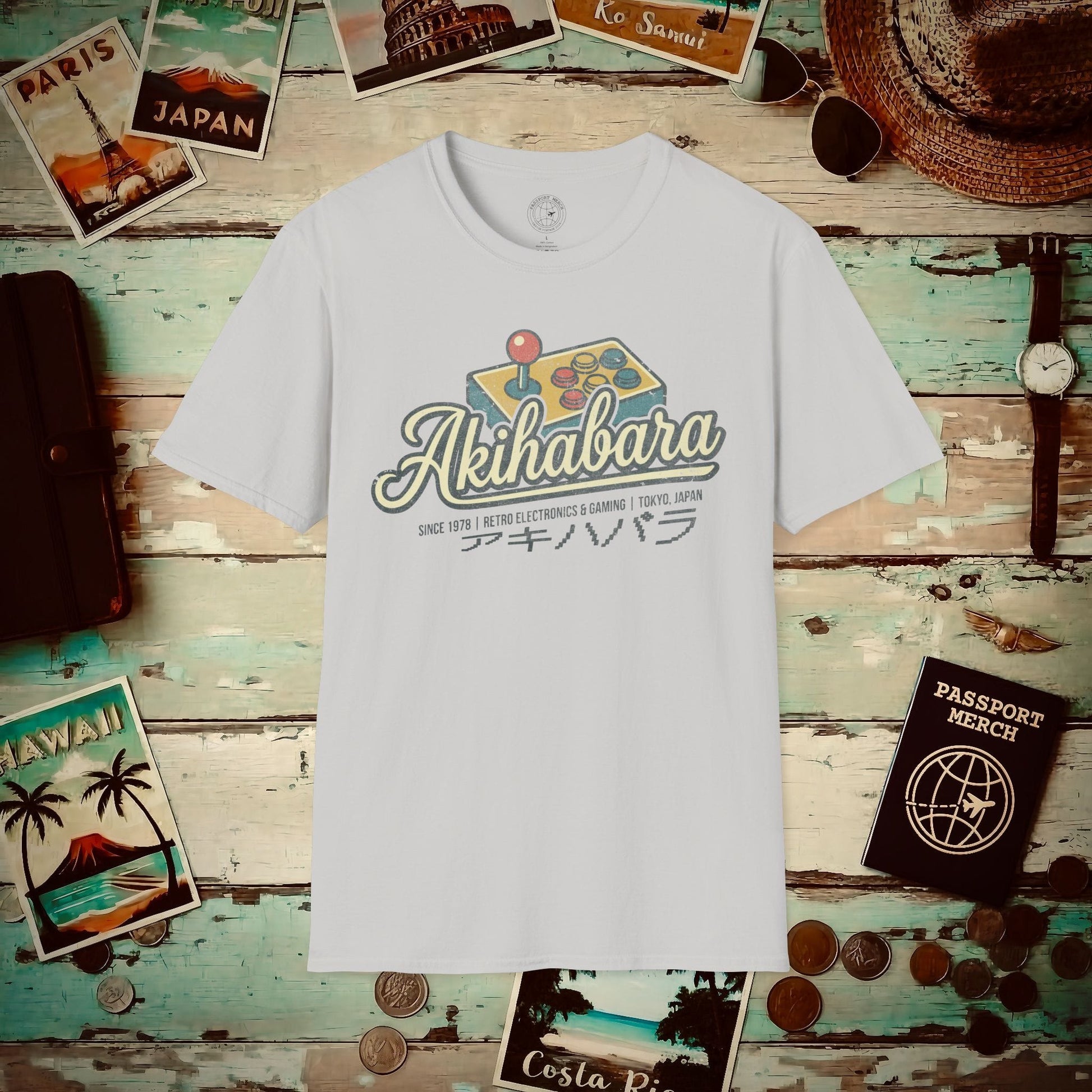 Akihabara Retro Joystick, Japan T-Shirt Ice Grey / S