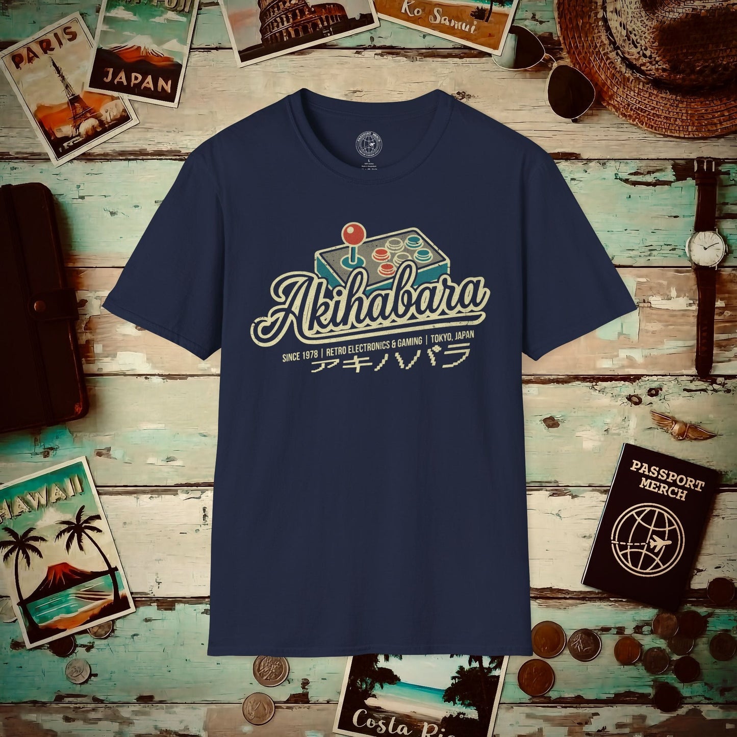 Akihabara Retro Joystick, Japan T-Shirt Navy / S
