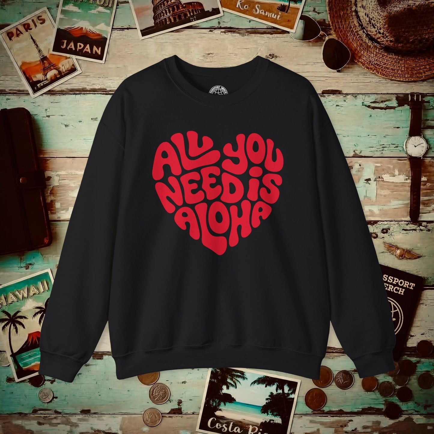 All You Need Is Aloha, Hawaii Crewneck Black / S