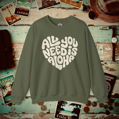 All You Need Is Aloha, Hawaii Crewneck Military Green / S