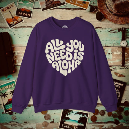 All You Need Is Aloha, Hawaii Crewneck Purple / S
