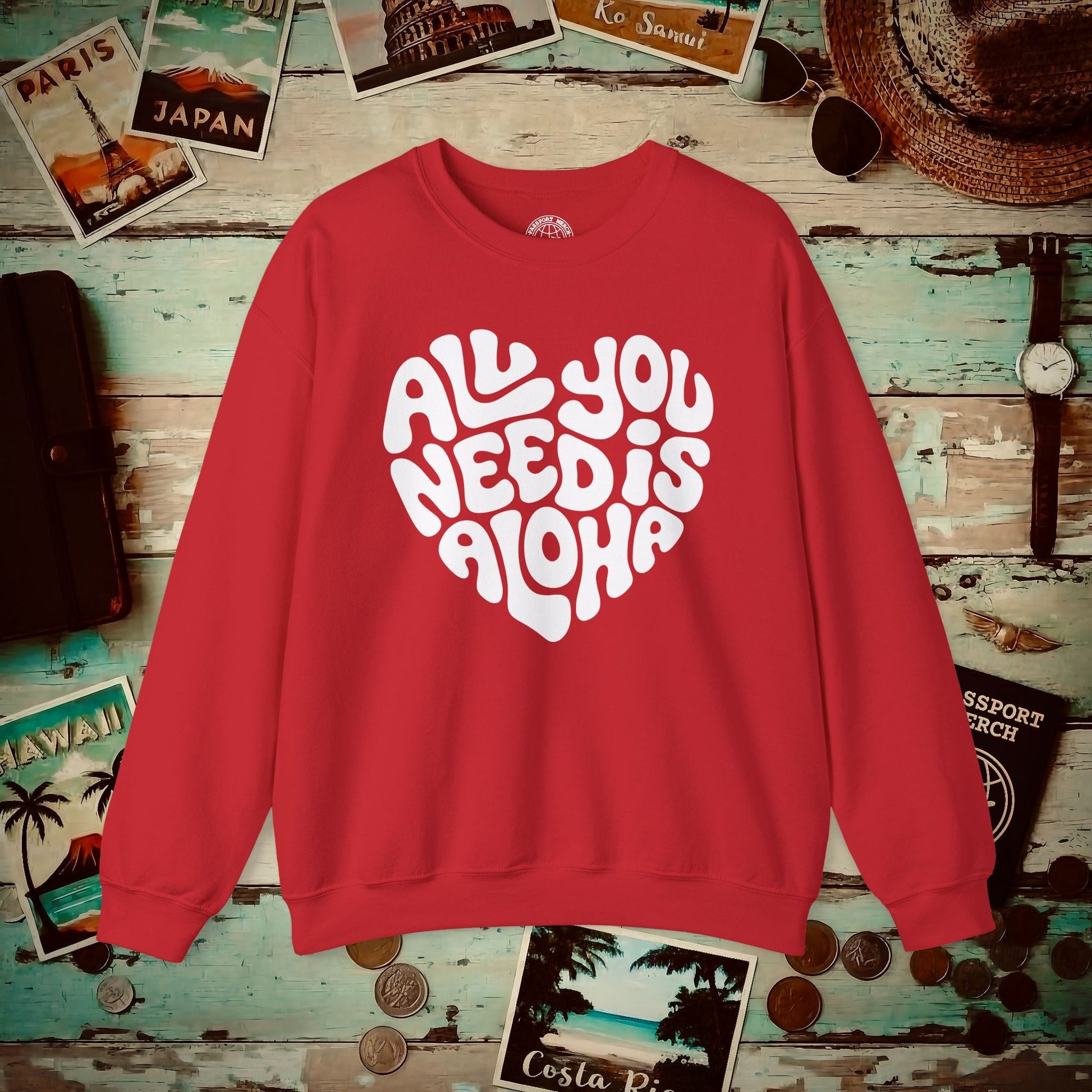 All You Need Is Aloha, Hawaii Crewneck Red / S