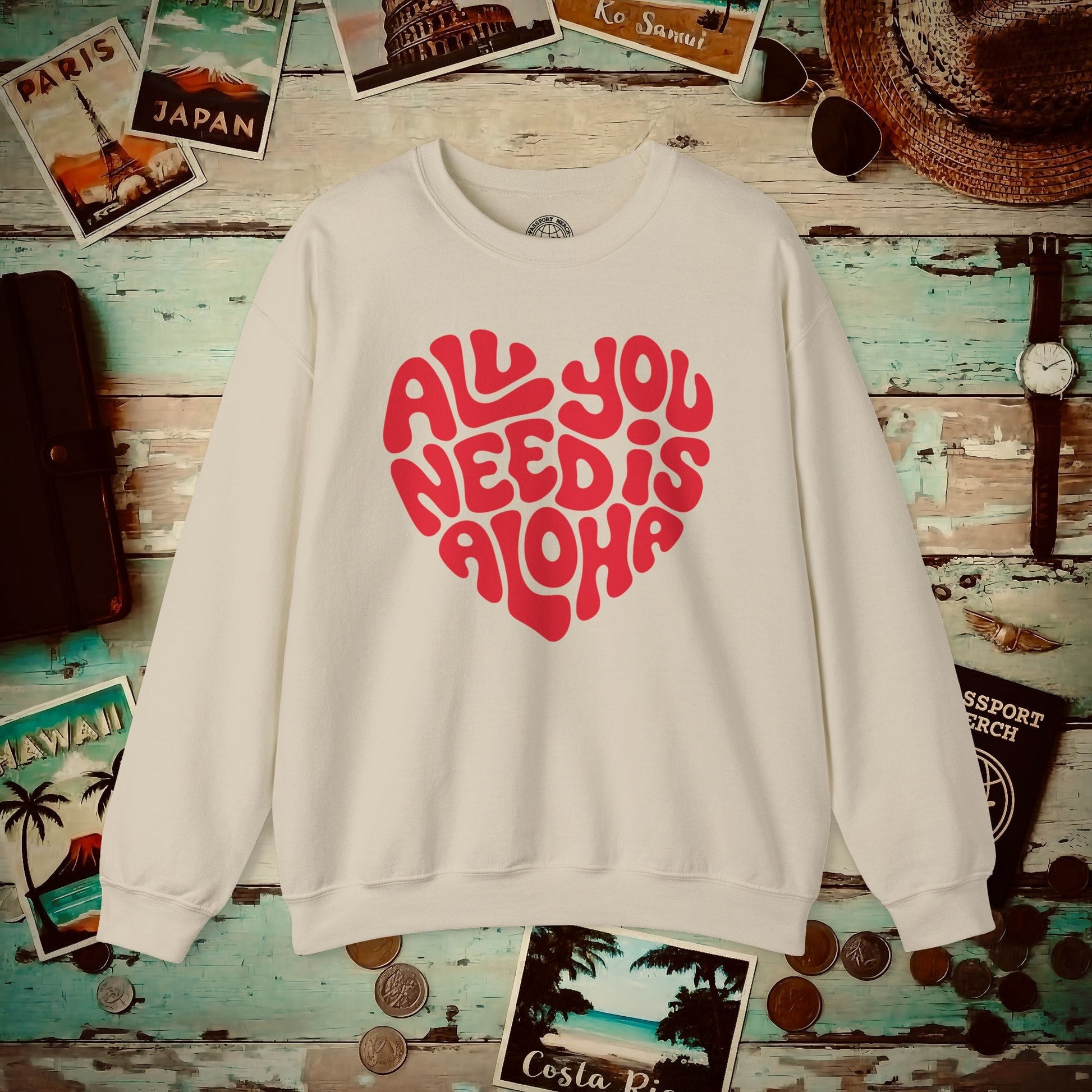 All You Need Is Aloha, Hawaii Crewneck Sand / S