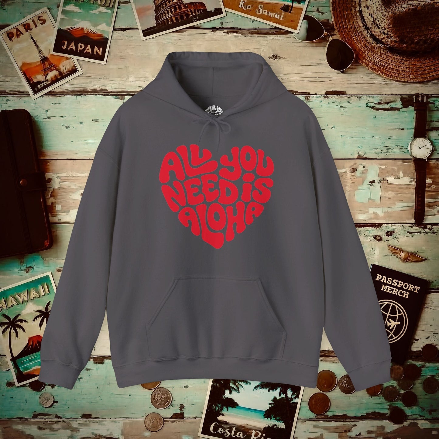 All You Need Is Aloha, Hawaii Hoodie Charcoal / S
