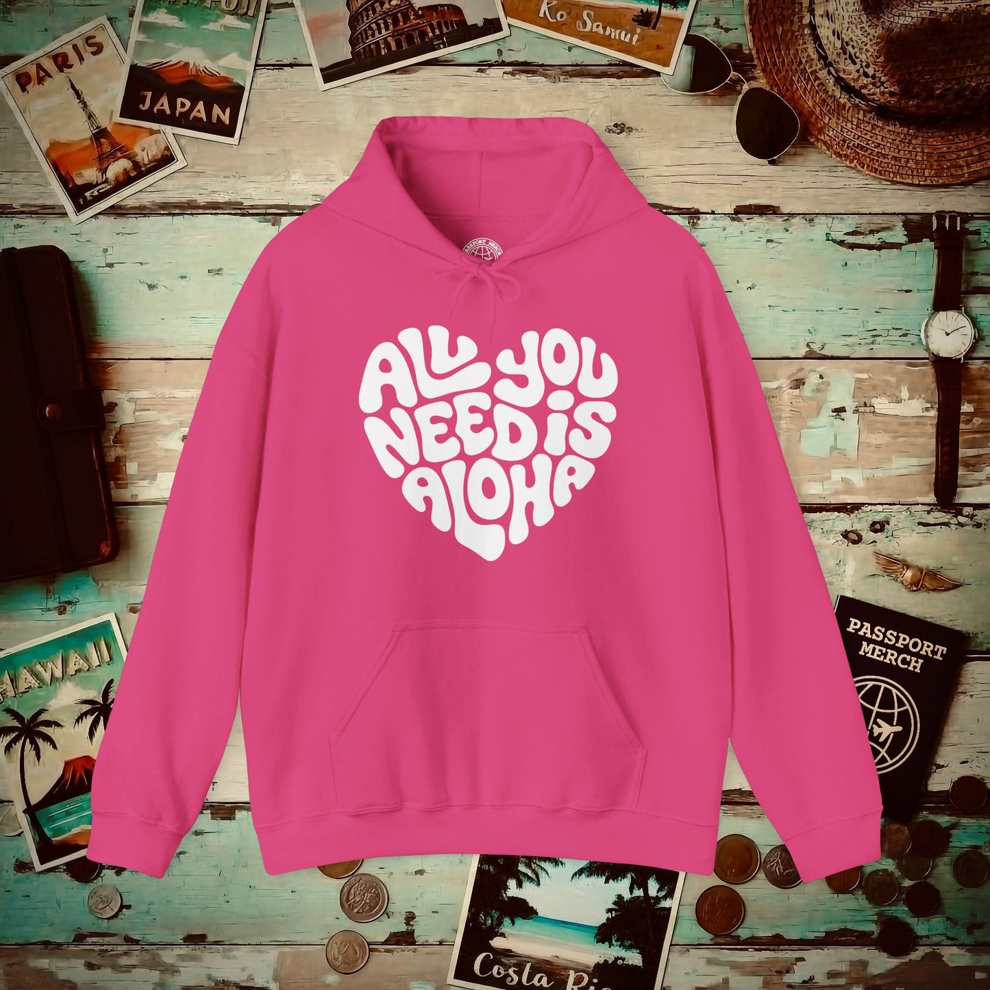 All You Need Is Aloha, Hawaii Hoodie Heliconia / S