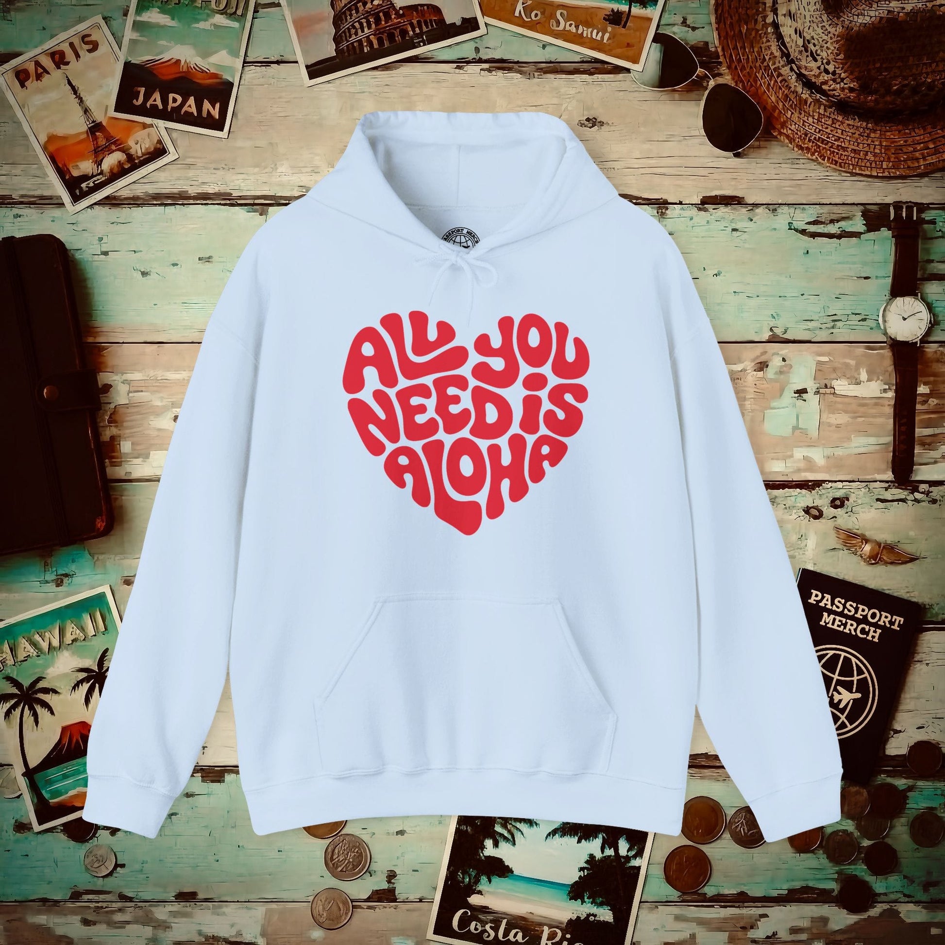 All You Need Is Aloha, Hawaii Hoodie Light Blue / S